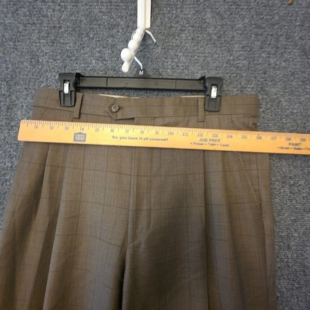 Pronto Uomo Suit Mens 40 34x29 Brown Wool Check 2 Piece Jacket Pants Formal